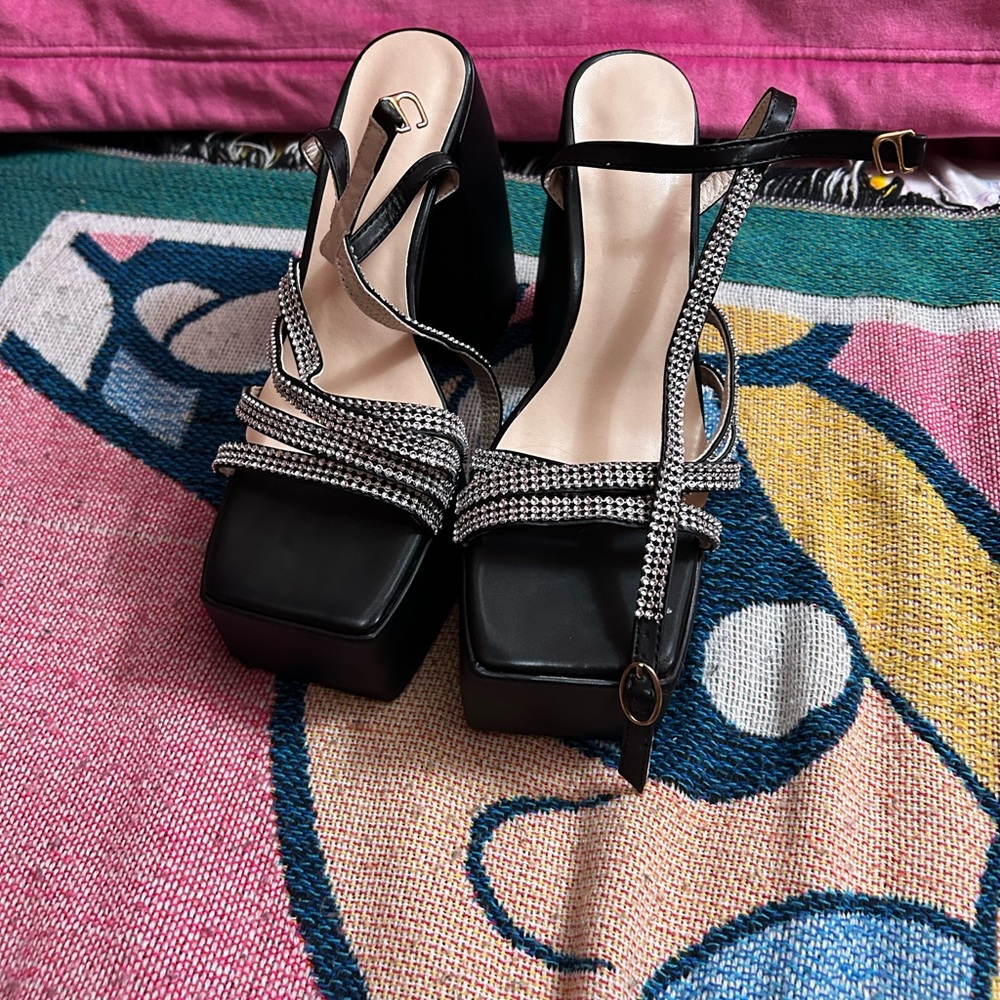 Rhinestone Strappy Platforms